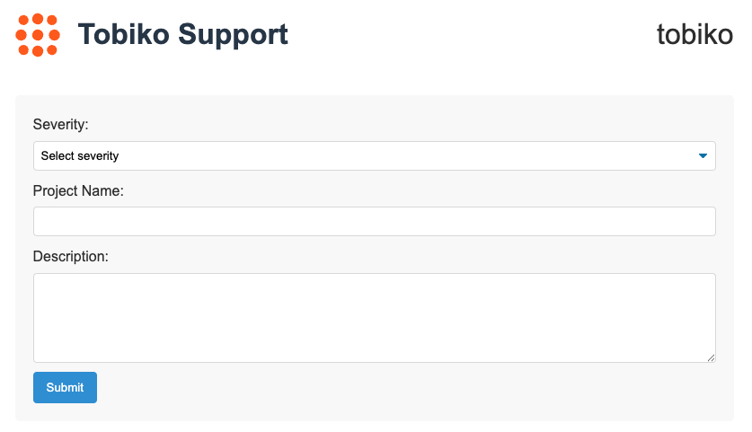 Tobiko Cloud incident reporting page