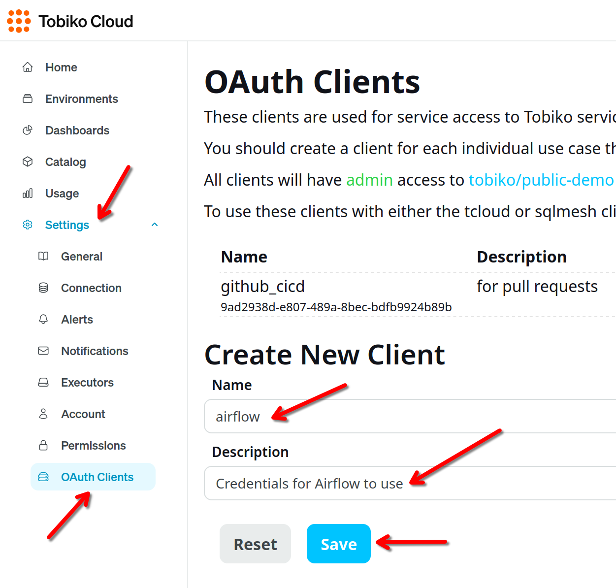 Add new OAuth Client
